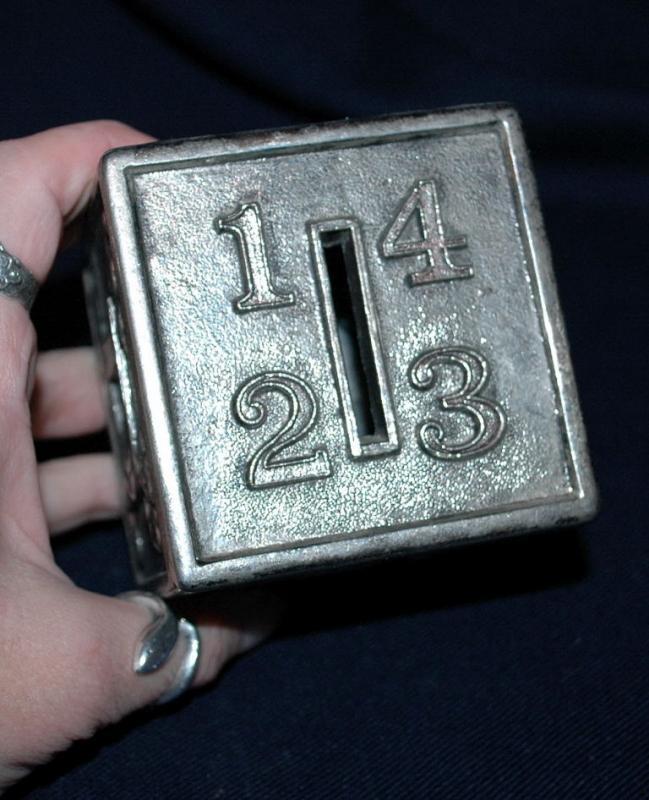 ABC 123 Block Silver Plated Coin Bank - Raimond Japan Vintage