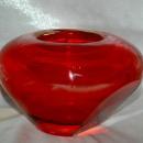 ORANGE ART GLASS SOMMERSO BOWL or Pot Faceted on 2 sides