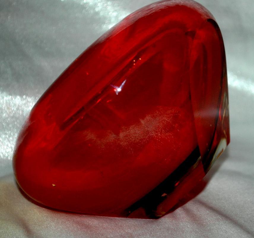 ORANGE ART GLASS SOMMERSO BOWL or Pot Faceted on 2 sides