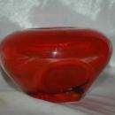 ORANGE ART GLASS SOMMERSO BOWL or Pot Faceted on 2 sides