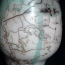 Blue and White Horse Hair StonewarePottery Vase signed