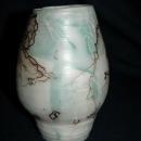 Blue and White Horse Hair StonewarePottery Vase signed