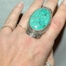 Sterling Turquoise Ring, Enormous, Oversized, Handcrafted