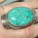 Sterling Turquoise Ring, Enormous, Oversized, Handcrafted
