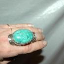 Sterling Turquoise Ring, Enormous, Oversized, Handcrafted
