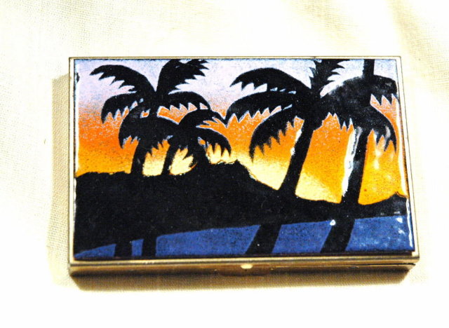 Hand Crafted Limoges Limited Palm Tree Sunset Box