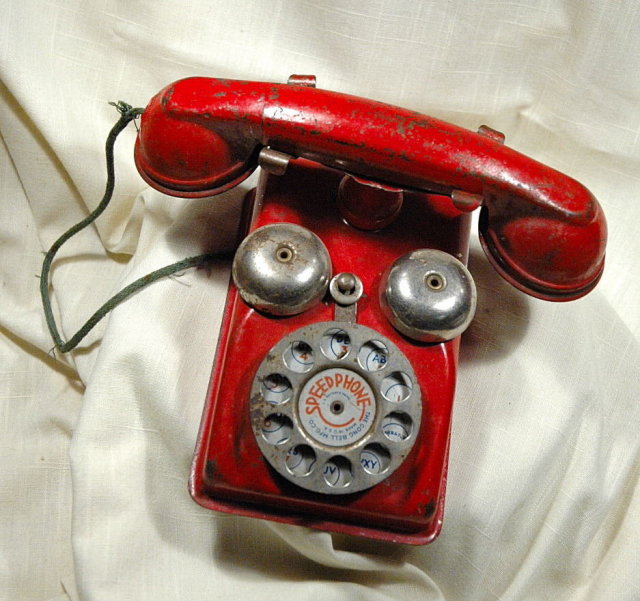 Vintage metal Toy Phone Speed Phone by The Gongbell MFG. Co.