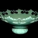 Westmoreland Elegant Jadeite Glass Footed Bowl Compote Open Work, Fan Detail