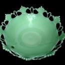 Westmoreland Elegant Jadeite Glass Footed Bowl Compote Open Work, Fan Detail