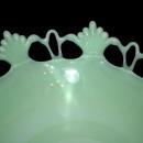 Westmoreland Elegant Jadeite Glass Footed Bowl Compote Open Work, Fan Detail