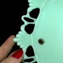 Westmoreland Elegant Jadeite Glass Footed Bowl Compote Open Work, Fan Detail