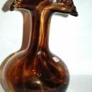 Empoli Tortoise Glass Vase with Crimped Top Mid Century Modernist