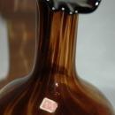 Empoli Tortoise Glass Vase with Crimped Top Mid Century Modernist