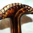 Empoli Tortoise Glass Vase with Crimped Top Mid Century Modernist