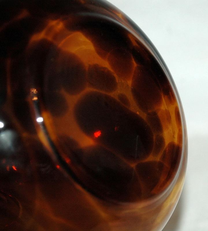 Empoli Tortoise Glass Vase with Crimped Top Mid Century Modernist