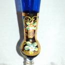 Cobalt Blue Clear Footed Bud Vase Hand Painted with Gold Leaf and Enameled Flower by Norcrest