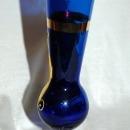 Cobalt Blue Clear Footed Bud Vase Hand Painted with Gold Leaf and Enameled Flower by Norcrest