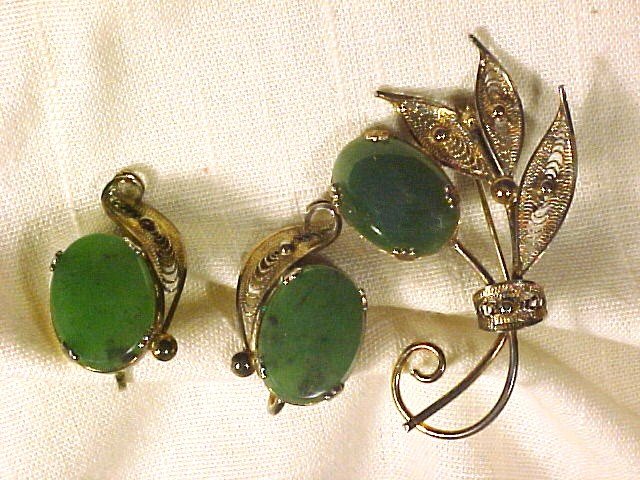 Sorrento Vermeil Sterling Silver & Jade Set