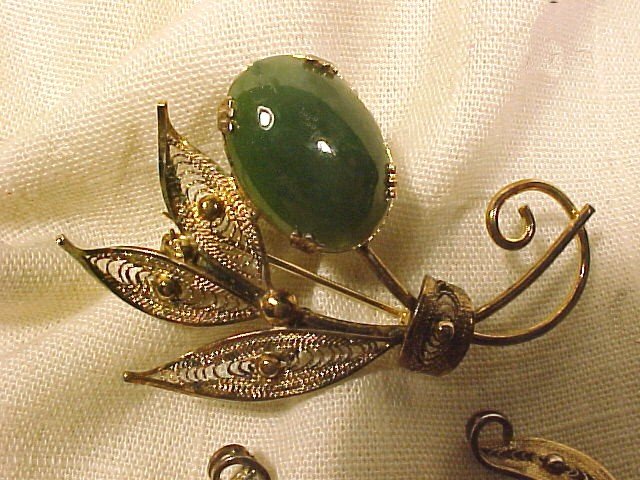 Sorrento Vermeil Sterling Silver & Jade Set