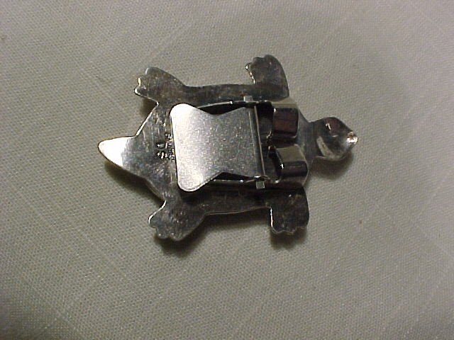 Hand crafted Native American Navajo Denim Lapis Serling Bolo Turtle signed D.Secaterd