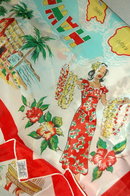 Vintage Hawaiian Souvenir Scarf Silk Rayon