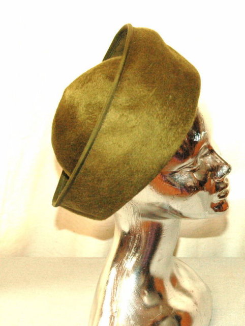 Olive Green Sharon Original Fur Felt Hat Italian Imported