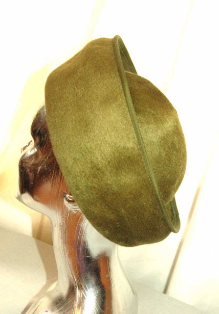 Olive Green Sharon Original Fur Felt Hat Italian Imported