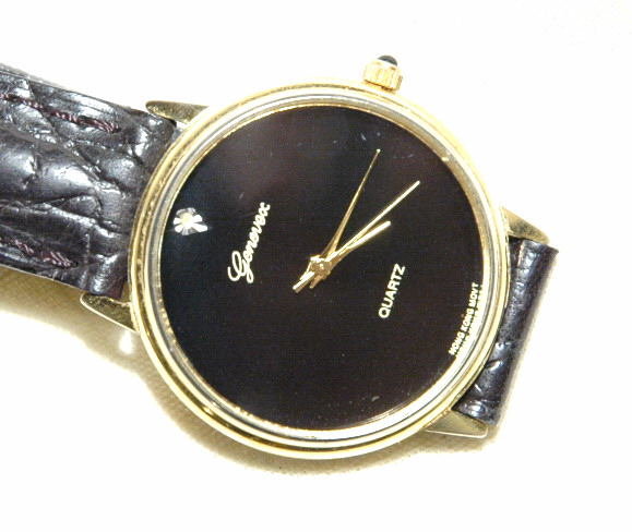 Elegant Black Face Diamond Genevex Watch