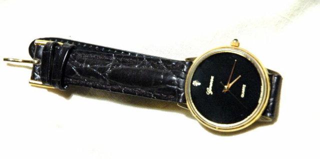 Elegant Black Face Diamond Genevex Watch