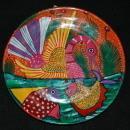 Mexican Talavera Pottery Plate with Hand Painted Swan Fish Design -Story Plate