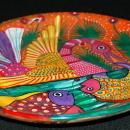 Mexican Talavera Pottery Plate with Hand Painted Swan Fish Design -Story Plate