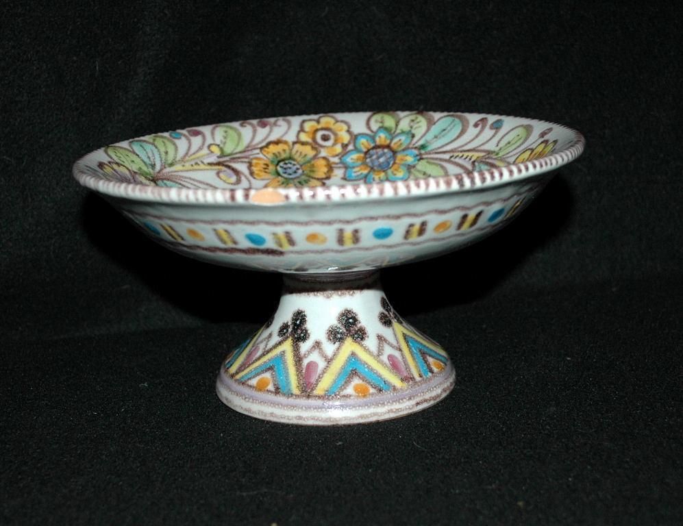VINCENZO PINTO VIETRE Hand painted Majolica Compote, 19th Century Italian
