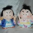 2 Novelty Ceramic Karate Coin Banks -Japan- Rare