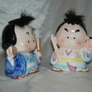 2 Novelty Ceramic Karate Coin Banks -Japan- Rare