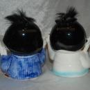 2 Novelty Ceramic Karate Coin Banks -Japan- Rare