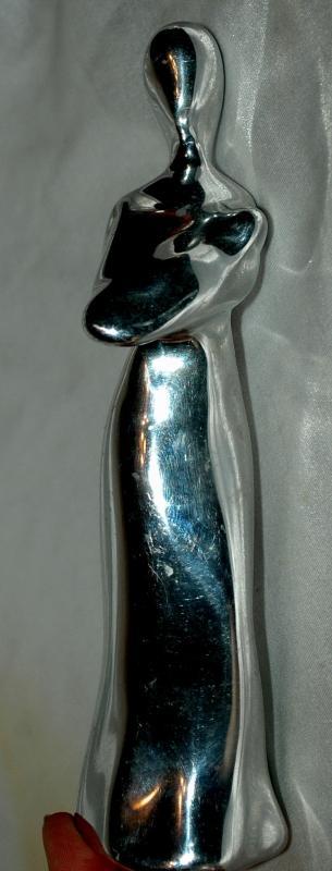 Hoselton Art Polished Aluminum Sculpture Mother holding Baby , Rare