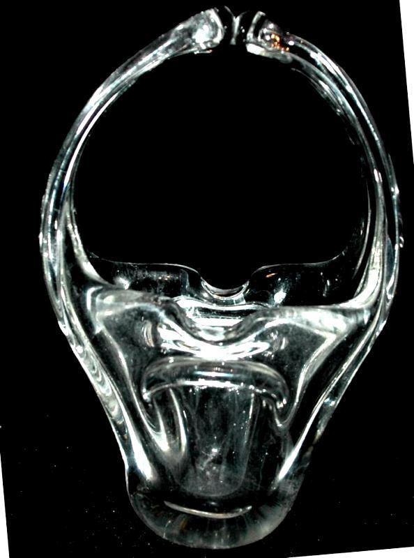 Murano Hand Blown Crystal Clear Glass Basket