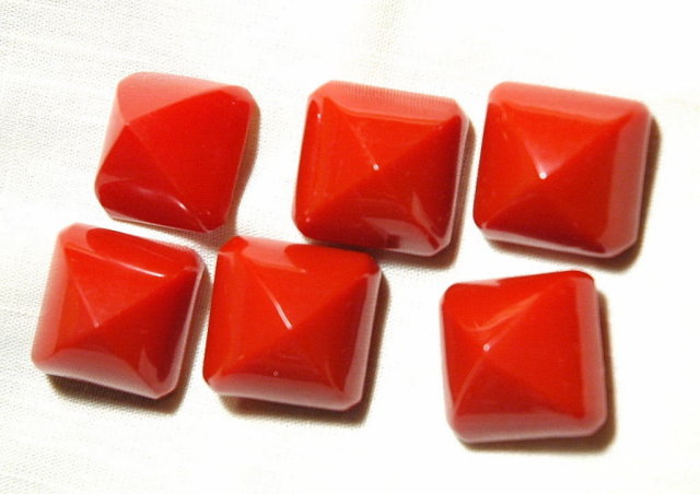 6 Large Cherry Red Bakelite Buttons