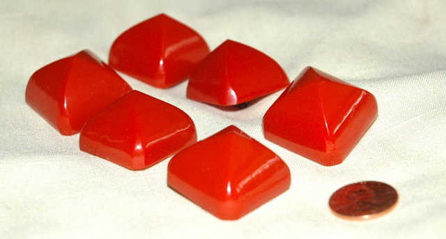 6 Large Cherry Red Bakelite Buttons