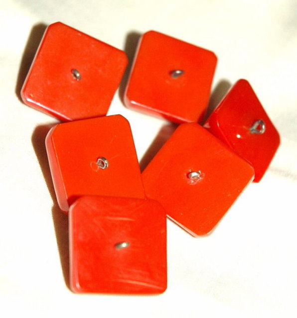 6 Large Cherry Red Bakelite Buttons