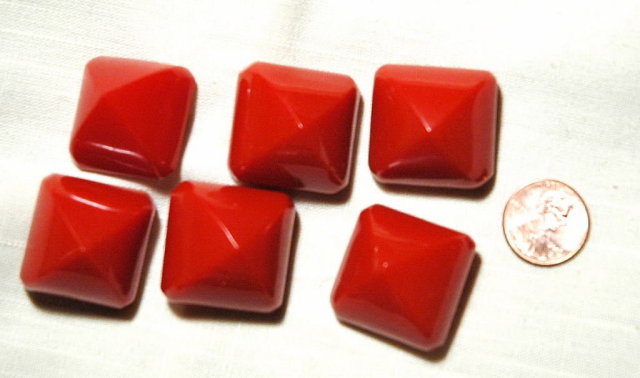 6 Large Cherry Red Bakelite Buttons