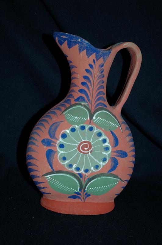 Mexico Tonala un-burnished opaque pottery water pitcher circa 1940's