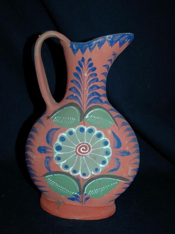 Mexico Tonala un-burnished opaque pottery water pitcher circa 1940's