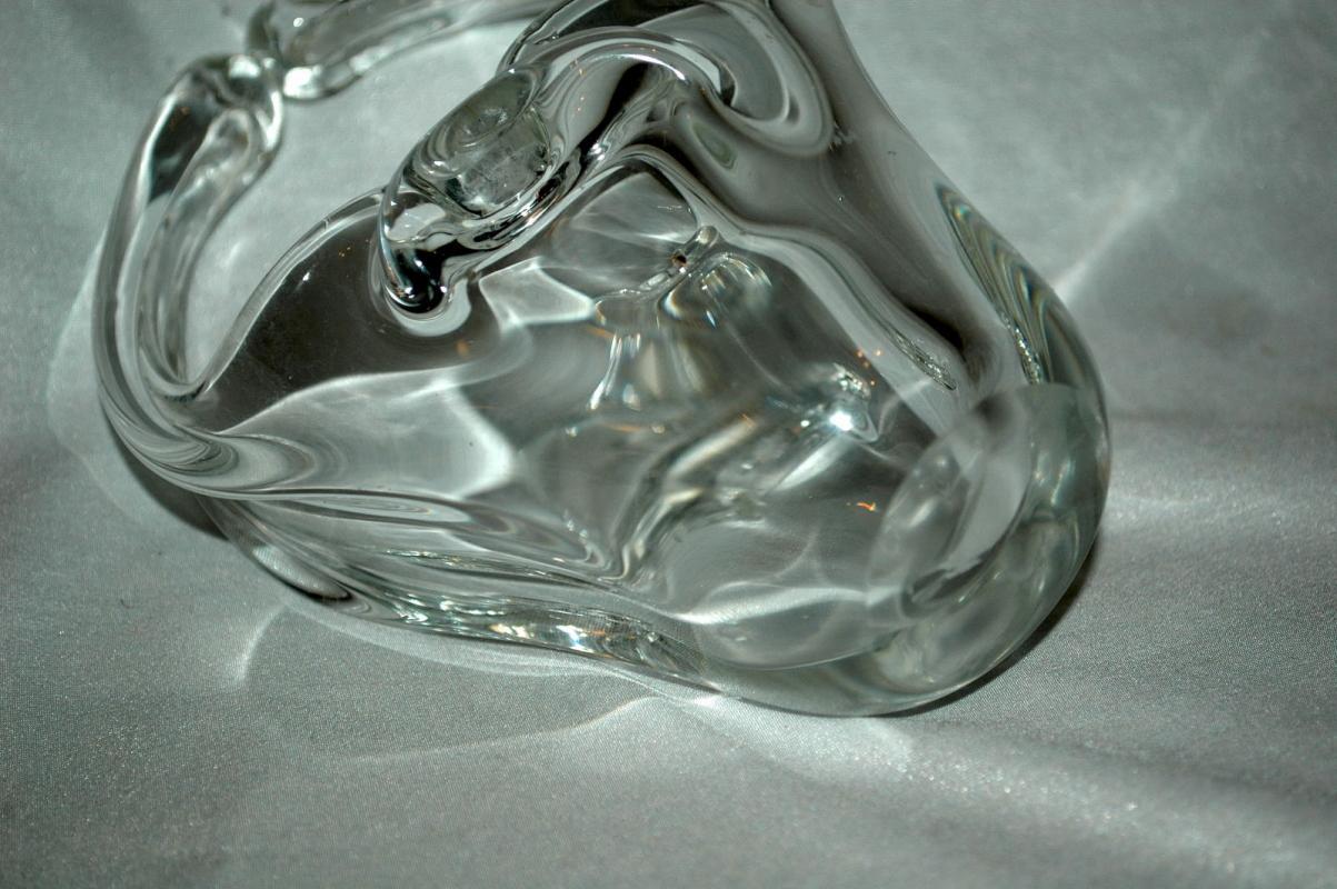 Murano Hand Blown Crystal Clear Glass Basket