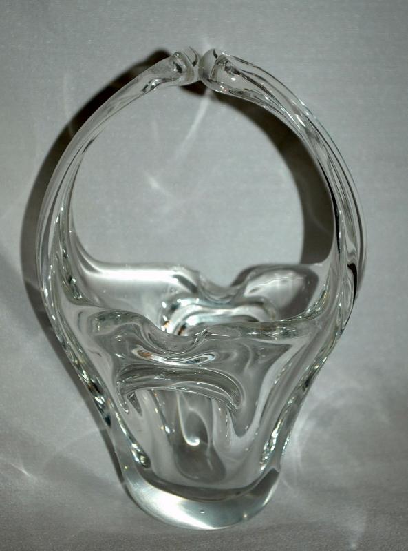 Murano Hand Blown Crystal Clear Glass Basket