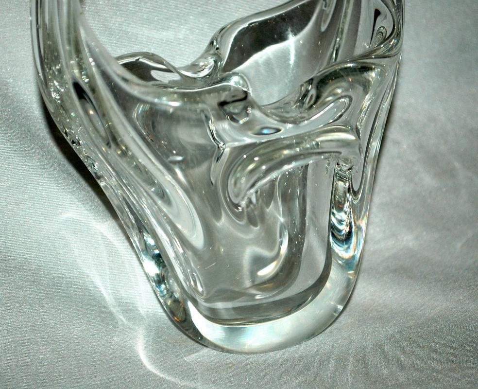 Murano Hand Blown Crystal Clear Glass Basket