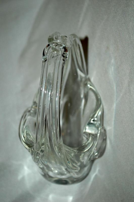Murano Hand Blown Crystal Clear Glass Basket