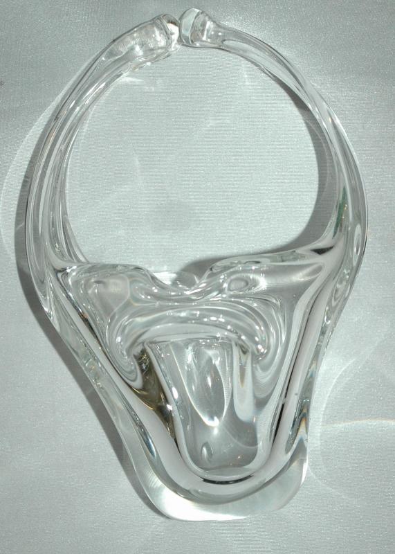 Murano Hand Blown Crystal Clear Glass Basket