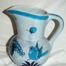 Large Jalisco TONALA MEXICO POTTERY SIGNED BLUE BIRD PITCHER BUTTERFLY FLOWERS