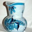 Large Jalisco TONALA MEXICO POTTERY SIGNED BLUE BIRD PITCHER BUTTERFLY FLOWERS